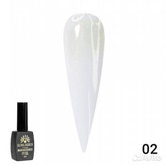 Гель Global Fashion с шиммером Magic-Extension бел