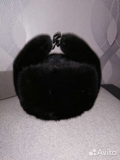 Норковая шапка мужская черная