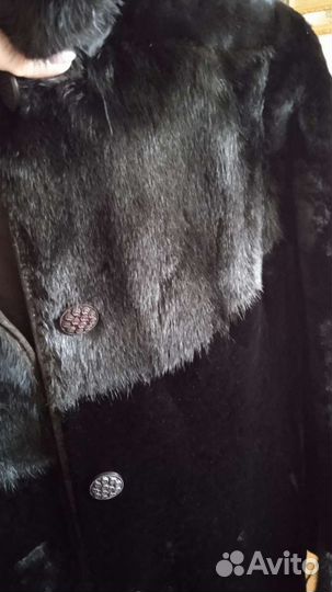 Шуба мутоновая с норкой с капюшоном