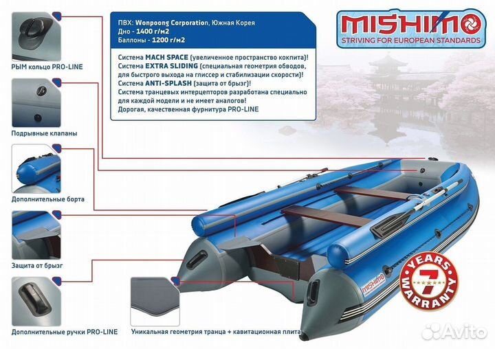 Лодка mishimo family lite 390 бело-зеленая