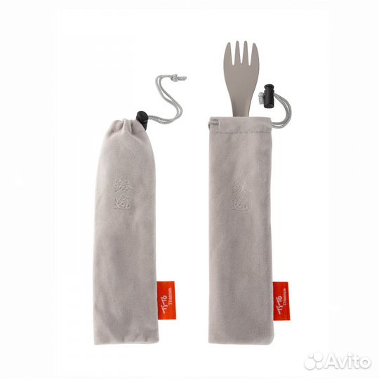 Ловилка(ложка+вилка 2 в 1) титановая+чехол
