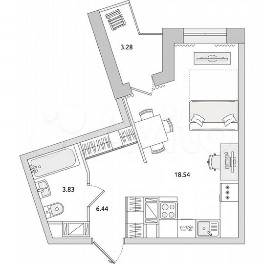 Квартира-студия, 32,1 м², 16/17 эт.