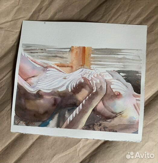 Картина ню акварель