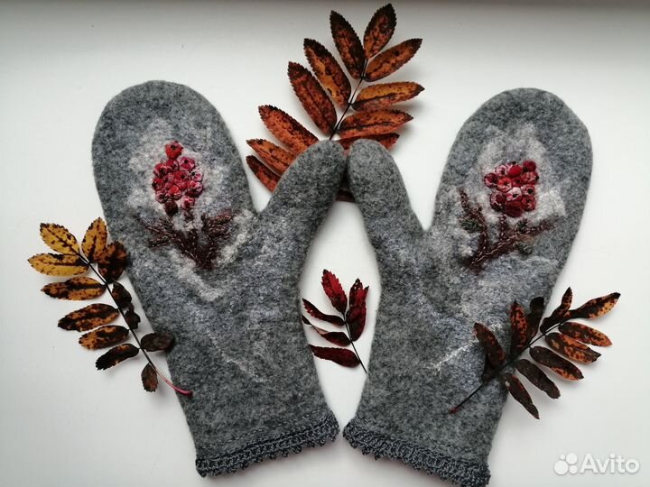 Варежки вязаные ручной работы