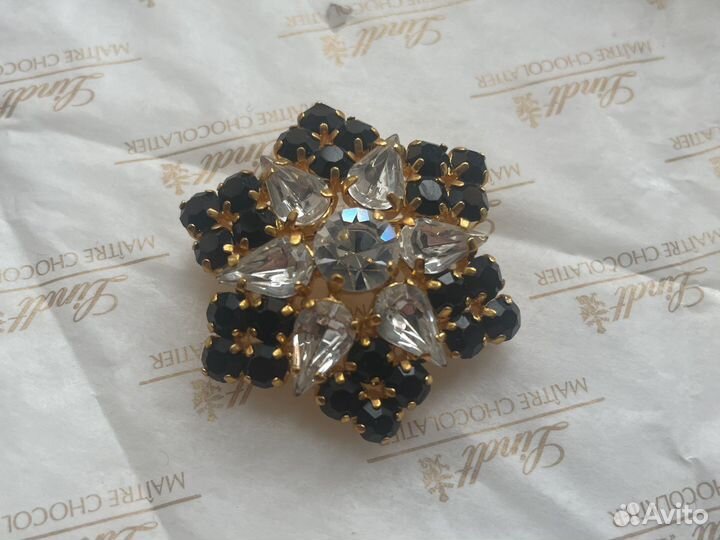 Брошь винтаж Чехия Германия гранатовое стекло