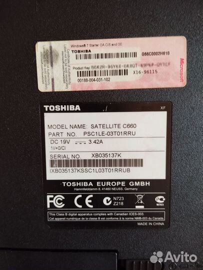 Ноутбук Toshiba Satellite C660