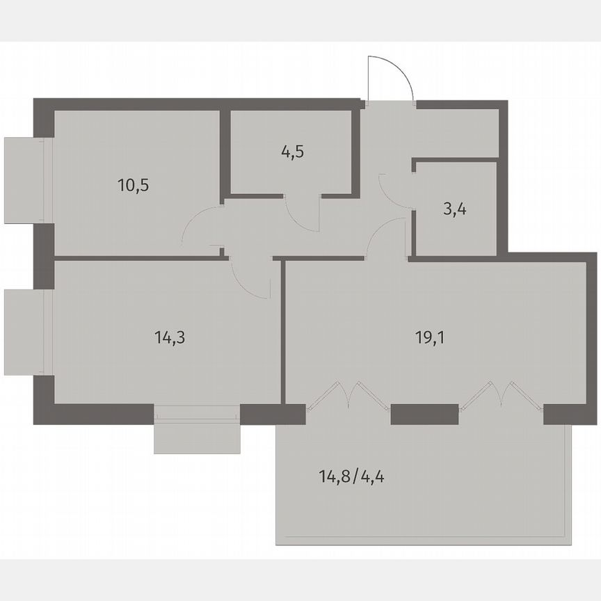 2-к. квартира, 64,8 м², 1/8 эт.