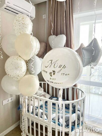 Воздушные шары на выписку из роддома.Доставка 24/7