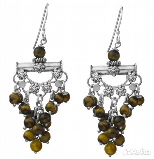 Серьги с камнями бохо хиппи этно сережки восток