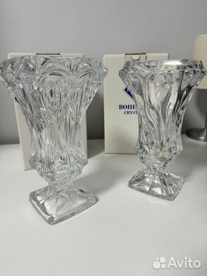 Хрустальная ваза bohemia 22 см 2 штуки