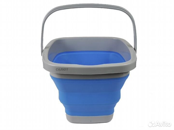 Ведро для прикормки East Shark складное синее 5л