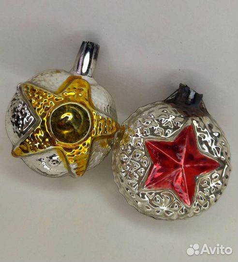 Ёлочные игрушки медальоны агитация 2шт. СССР