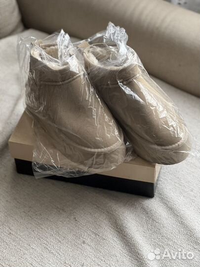 Угги ugg женские короткие на платформе 38 бежевые