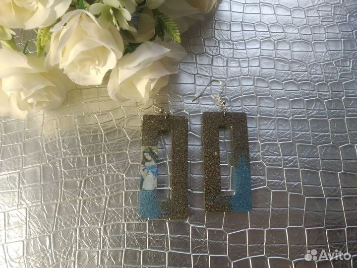 Серьги ручной работы из эпоксидной