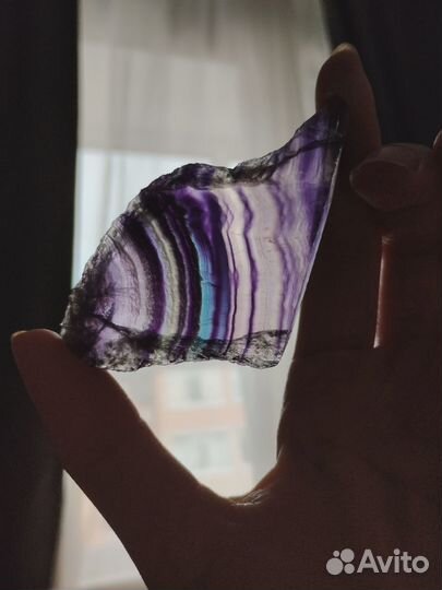 Срез/Спил радужного флюорита, полирован, 8 см/1 см