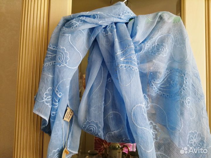 Новый палантин-шарф натуральный шелк 180х80