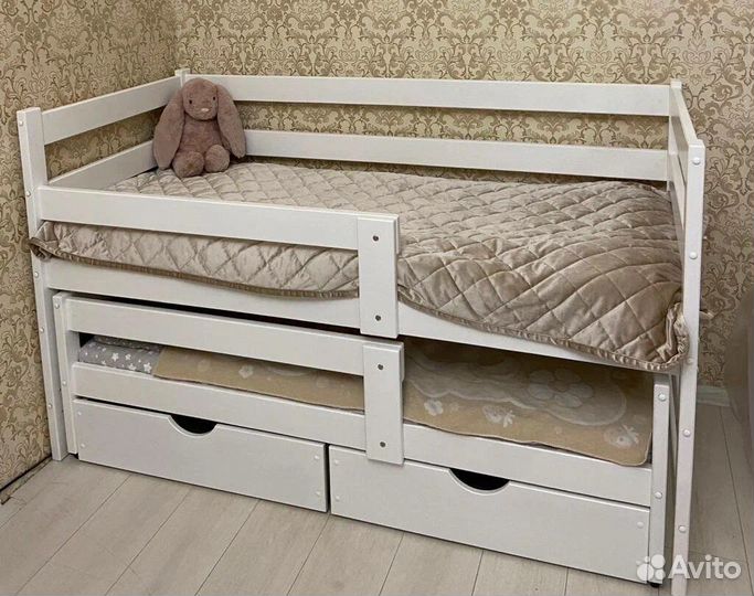 Детская кровать Софа двухъярусная выдвижная массив