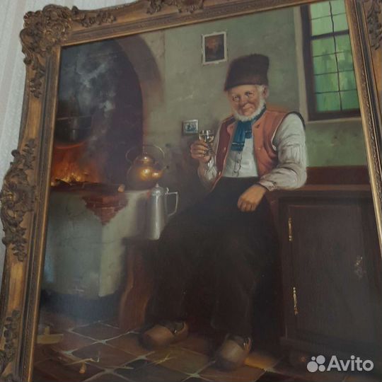 Антикварная картина холст масло