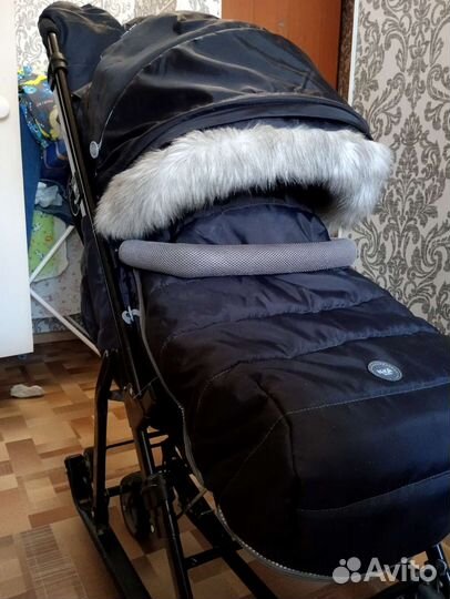 Коляска сани с колесами