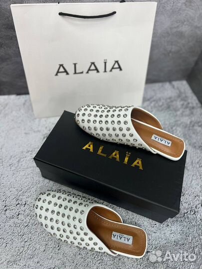 Мюли шлепки со стразами Alaia