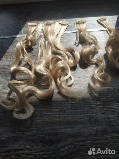 Волосы на заколках (трессы) 50см длиной, бу
