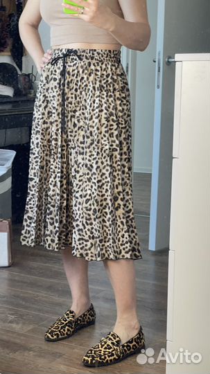 Юбка плиссе zara леопард