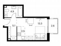 Апартаменты-студия, 28,4 м², 20/23 эт.