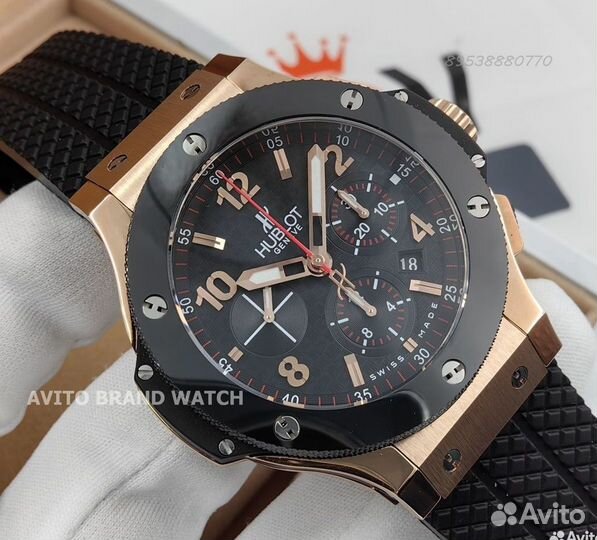 Часы Hublot big bang gold ceramica новые 44 мм