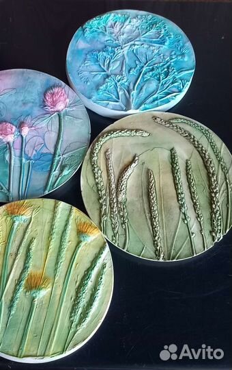 Ботанический барельеф.Панно из гипса 11-12 см