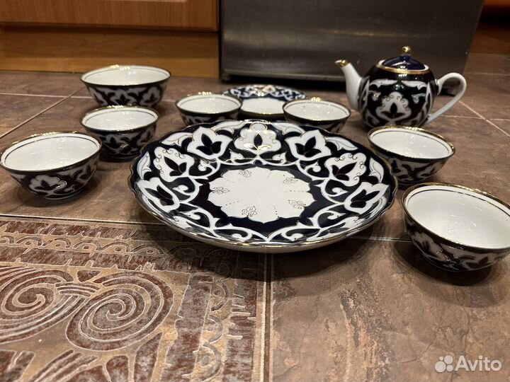 Узбекский фарфоровый чайный сервиз