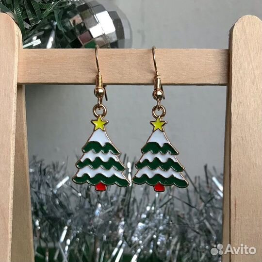 Серьги новогодние бижутерия