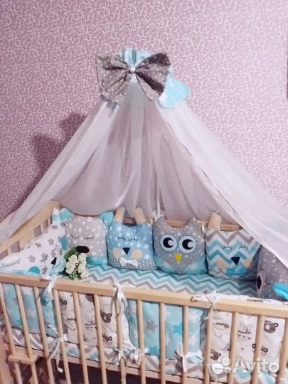 Комплект в кроватку бортики постельное белье