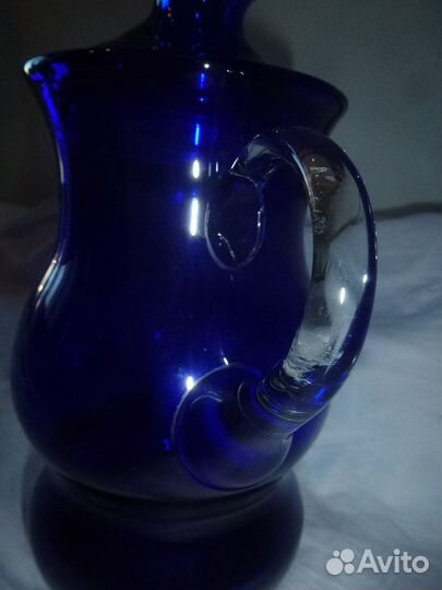 Кувшин синее стекло. Сервиз СССР