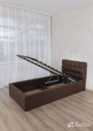 Кровать 90х200 с подъемным механизмом коричневая