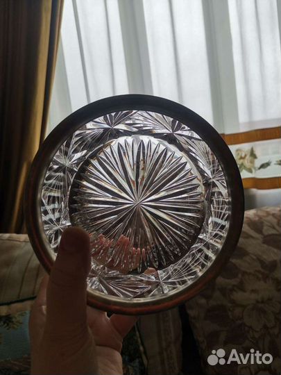 Конфетница хрусталь с мельхиором СССР
