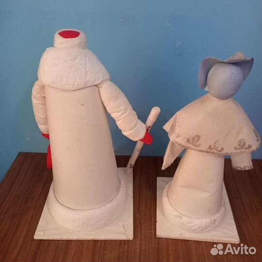 Дед мороз и Снегурочка ватные папье Маше СССР