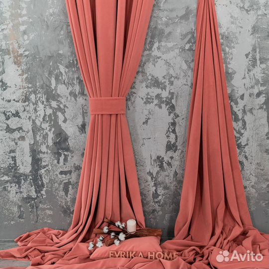 Шторы бархат Богема Коралл