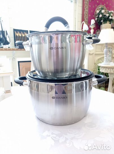 Кастрюля Daniks Орландо 4,9 л. нержавеющая сталь