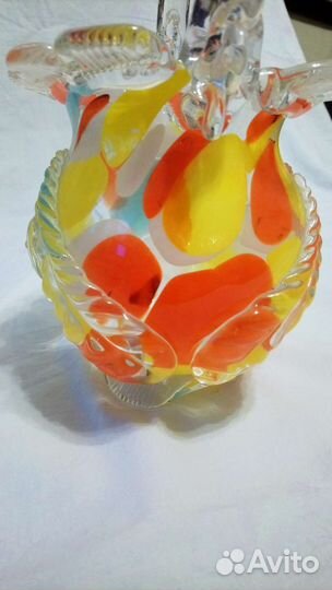 Ваза конфетница цветное стекло СССР