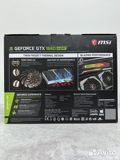 Видеокарта MSI GeForce GTX 1660 super gaming X