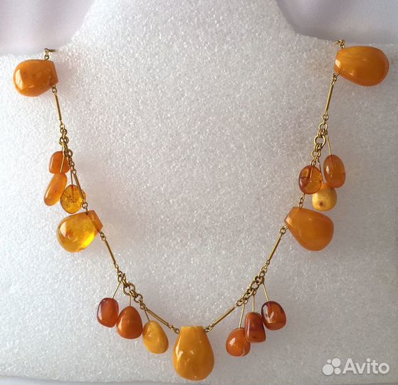 Янтарные Бусы Колье Подвески Натуральный Янтарь
