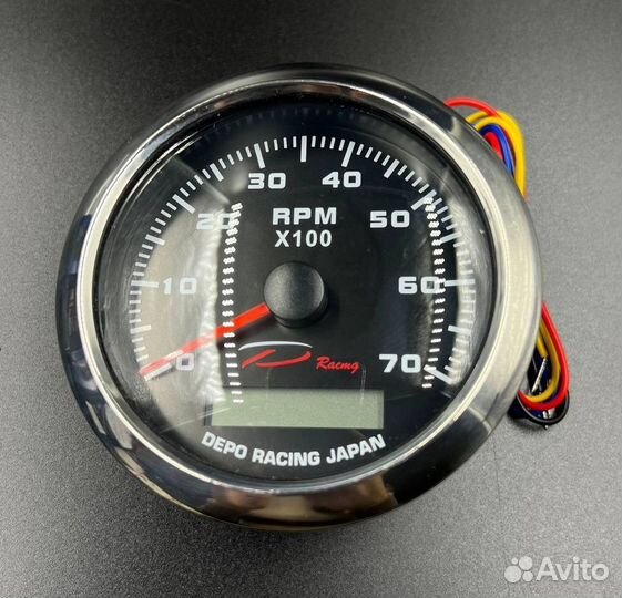 Тахометр 0-7000 об/мин д.85мм (черный, хромированн