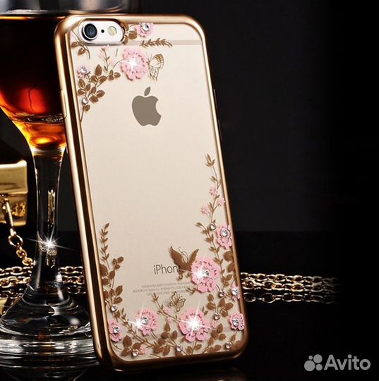 Чехол силиконовый со стразами Apple iPhone