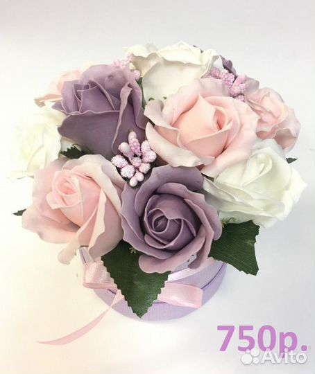 Букет из мыльных роз в коробке