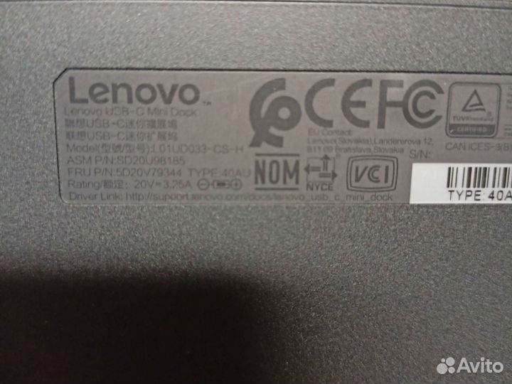 Док-станция для ноутбука Lenovo USB-C Mini Dock