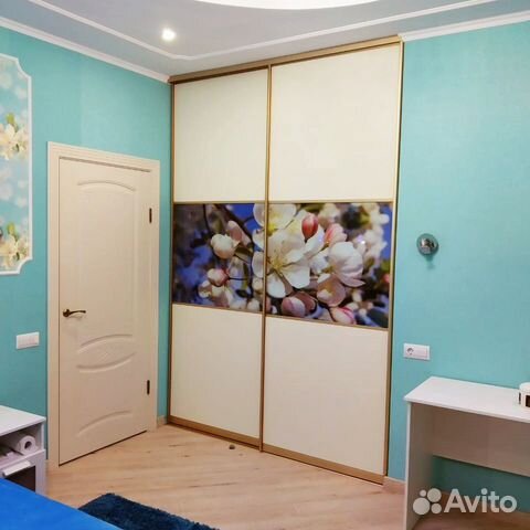 Двери-купе с фотопечатью на стекле шк-31