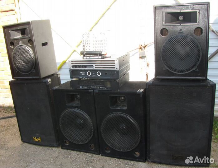 Колонки Pro 3000W 6шт Усилители Микшер Микрофон