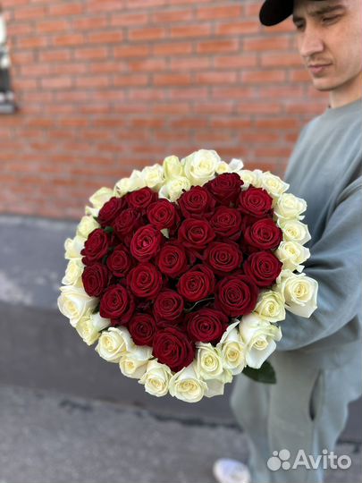 51 роза букет роз. Голландская роза сердце