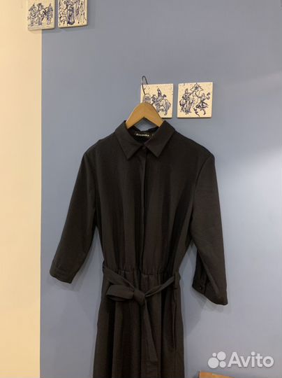 Платье рубашка на поясе е в мелкую клеточку