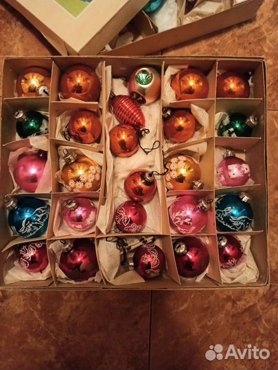 Елочные игрушки СССР стекло